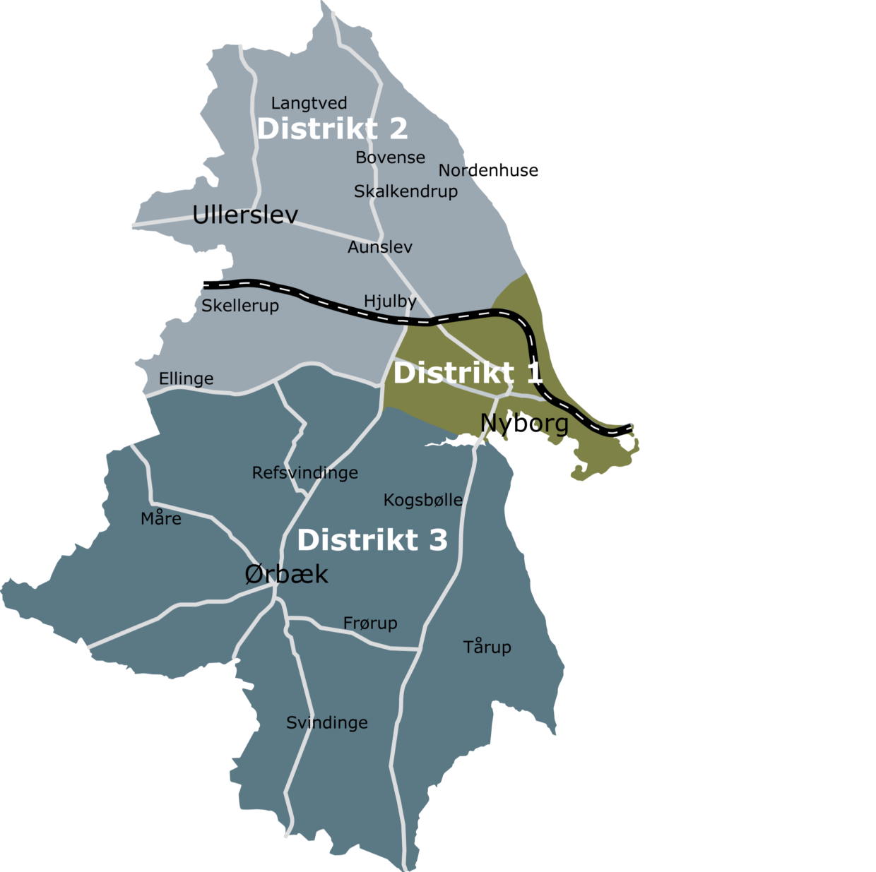 Distrikter optegnet i 3 REVIDERET 2016
